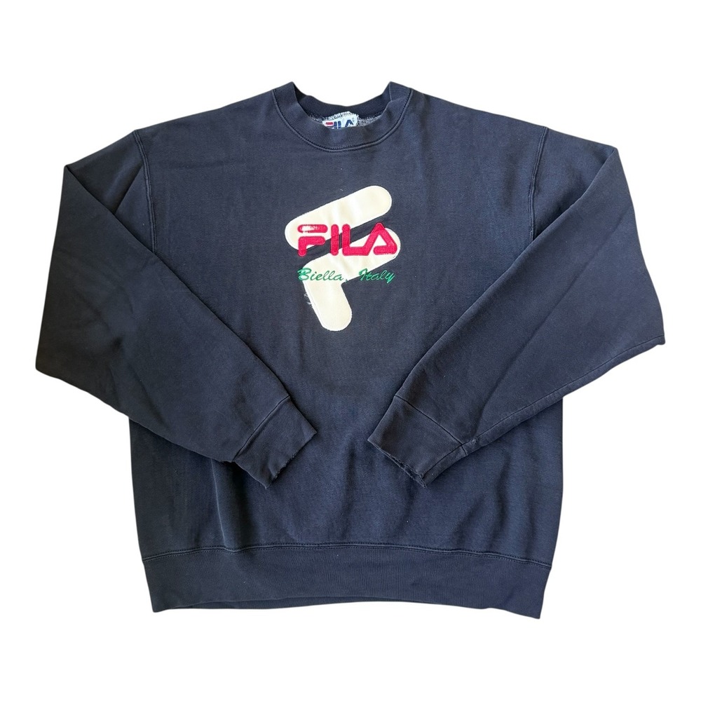 Vintage 90s FILA Biella Italy Crewneck Sweatshirt Men's XL Grunge Distressed Y2K